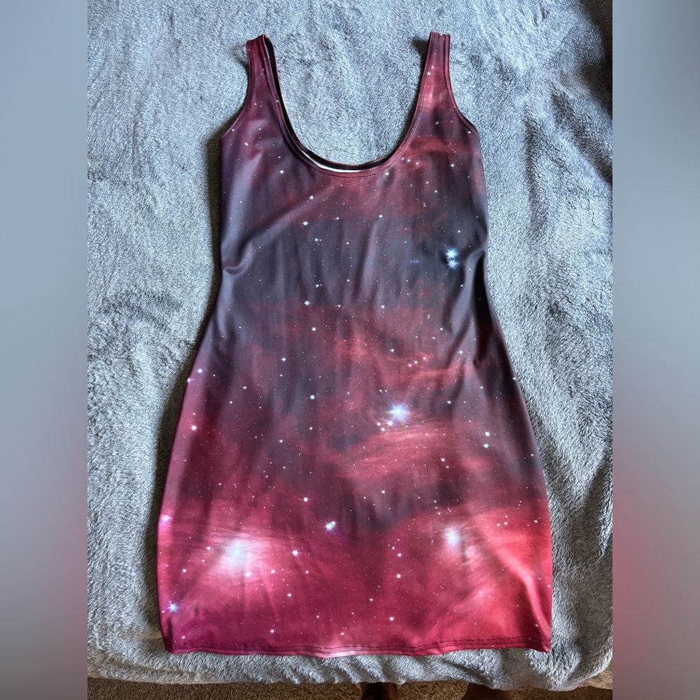 BlackMilk red galaxy bodycon dress